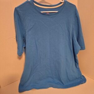 ISAAC MIZRAHI LIVE ESSENTIALS Womens 3X Blue Short Sleeve Cotton T Shirt Top